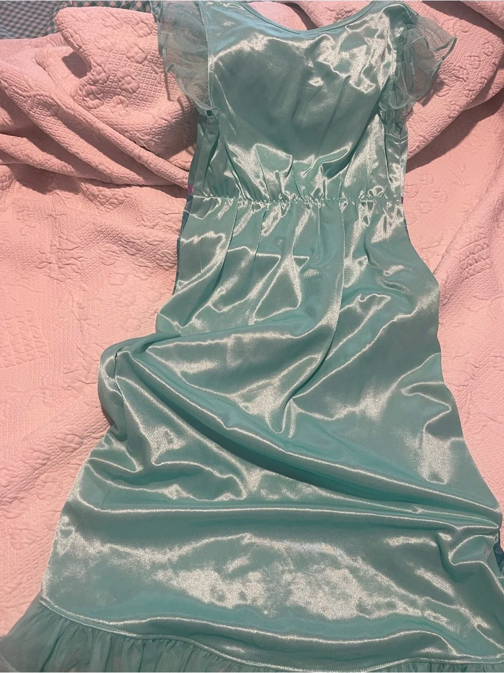 Aqua Mermaid Disney Ariel Nightgown with Ruffle Hem Girls S (6-6X) - Picture 6 of 10